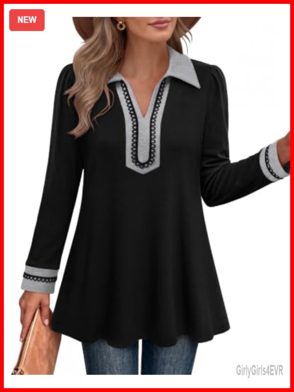 Women's Tunic Top Long Sleeve Pullover Business Casual Blouse Loose Fit